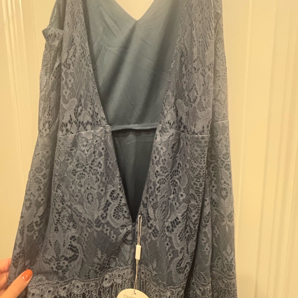 Elegant Lace Fringe Dress in Blue - Picture 10 of 14